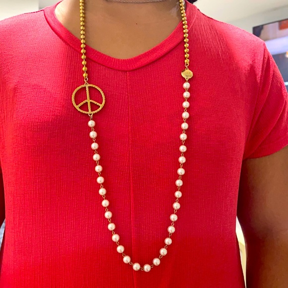 Coach Faux Pearls Gold Tone Necklace